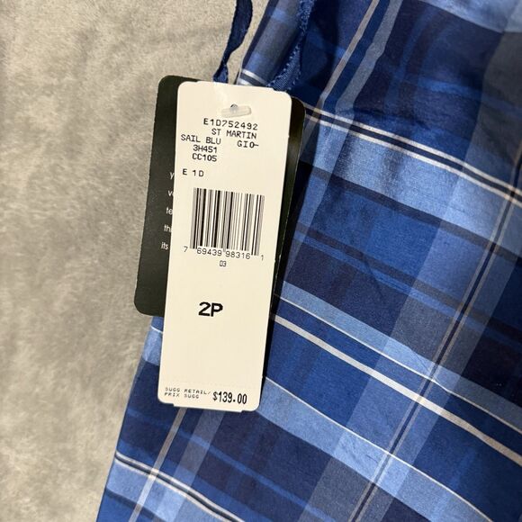 NWT Ralph Lauren Women's 2P Petite Plaid Blue 100% Silk Pants - Picture 2 of 11